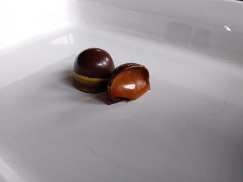 Handmade creamy smooth caramel ganache perfectly salted to accent its sweetness.